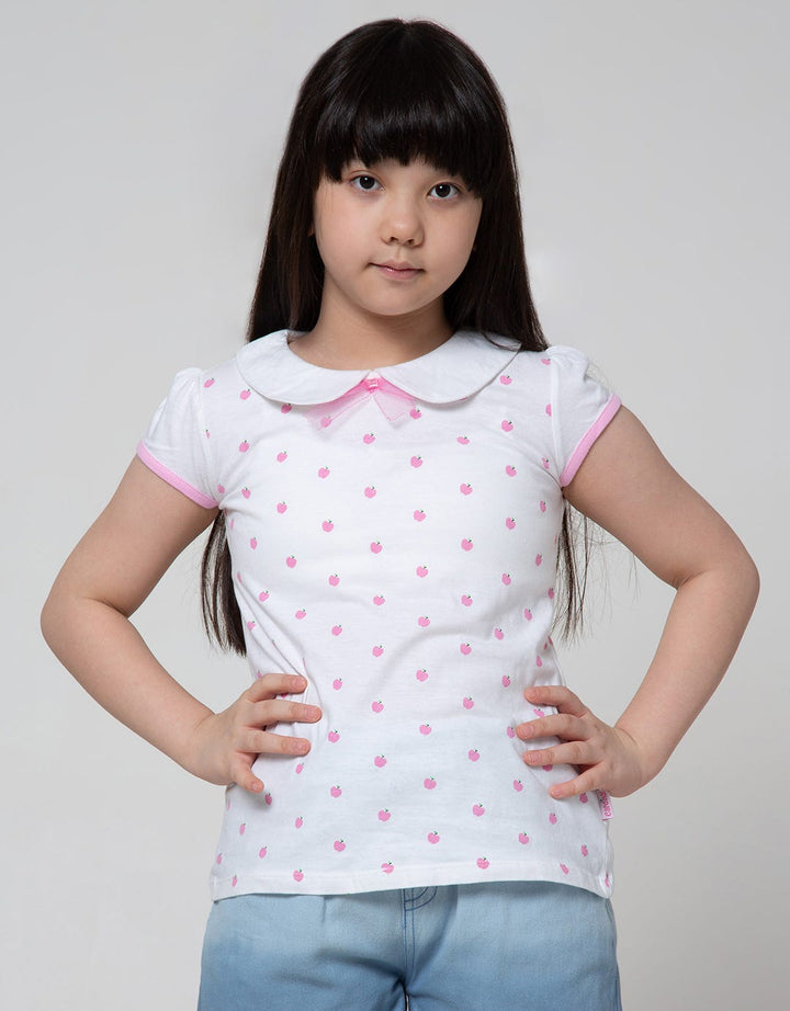 Cardinal Kids Girl Short Sleeve T-Shirt Apple Motif