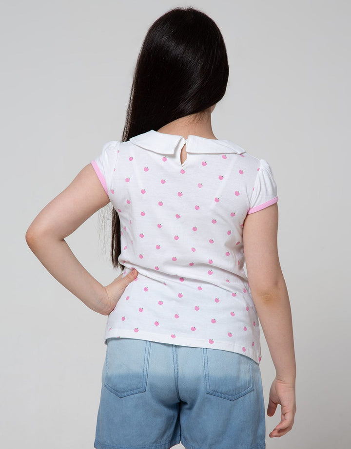 Cardinal Kids Girl Short Sleeve T-Shirt Apple Motif