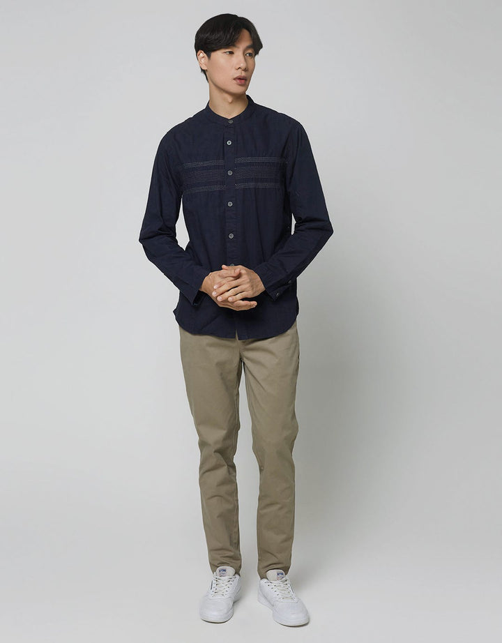Cardinal Jeans Kemeja Koko Print Double Stripe