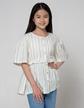 Nevada Short Sleeve Shirt Stripes With Ruffled Body