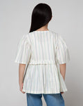 Nevada Short Sleeve Shirt Stripes With Ruffled Body