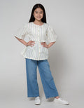Nevada Short Sleeve Shirt Stripes With Ruffled Body