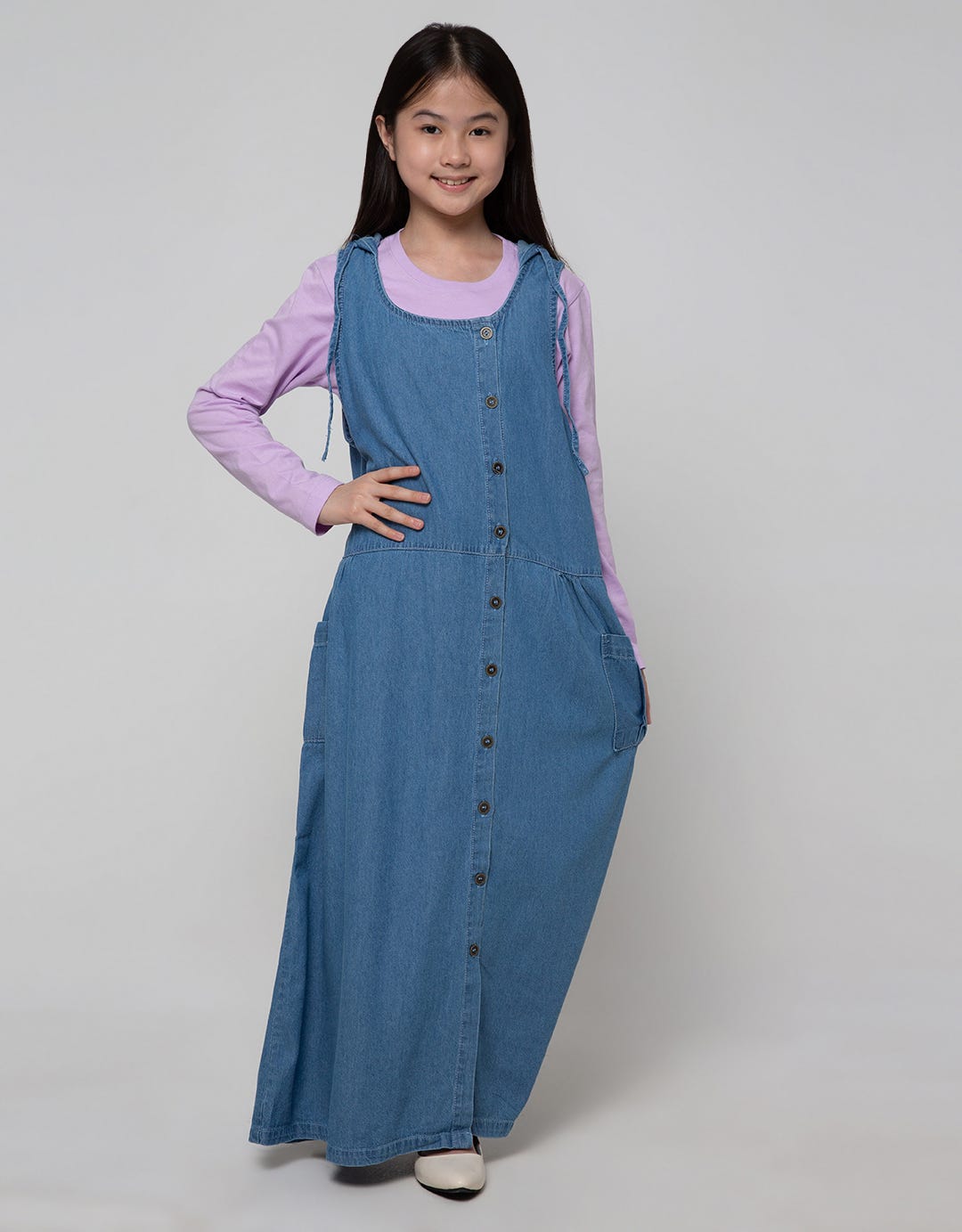 Nevada Short Sleeve Maxi Dress Sleeveless With Denim Hoodie