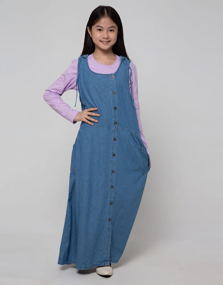 Nevada Short Sleeve Maxi Dress Sleeveless With Denim Hoodie