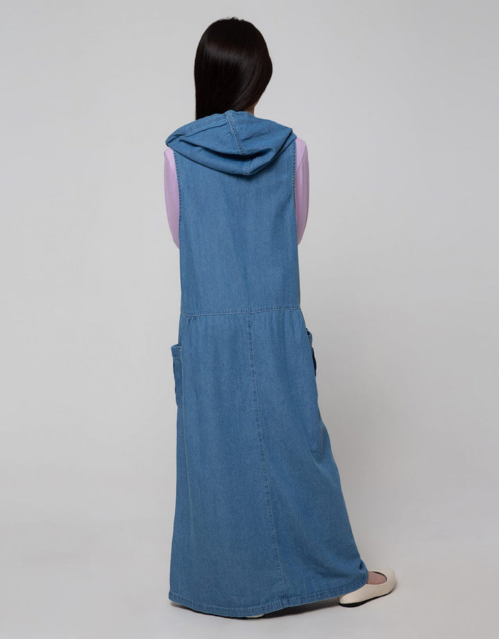 Nevada Short Sleeve Maxi Dress Sleeveless With Denim Hoodie