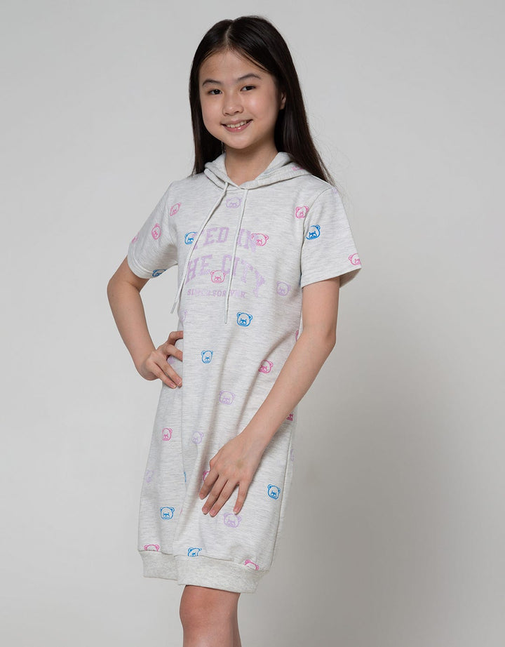 Nevada Short Sleeve Dress Hoodie Full Print Bear
