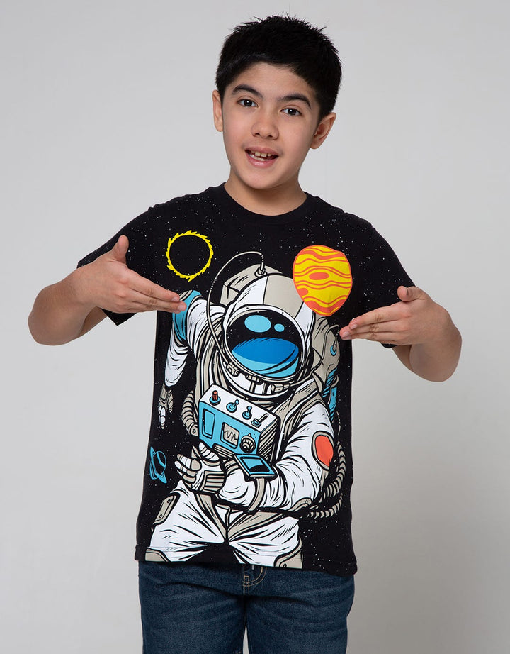 Aero Short Sleeve T-Shirt Splash Space Astraunot Catch Moon