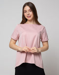 St. Yves Short Sleeve Blouse Top Satin Plain