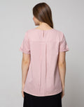 St. Yves Short Sleeve Blouse Top Satin Plain