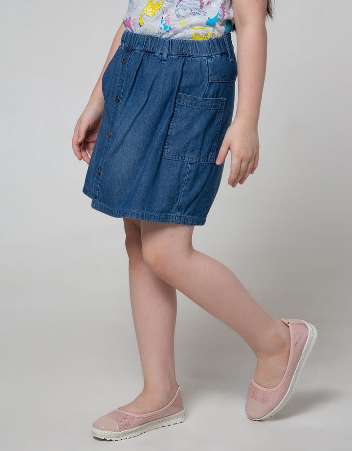 Aero Midi Skort Basic Denim Button 