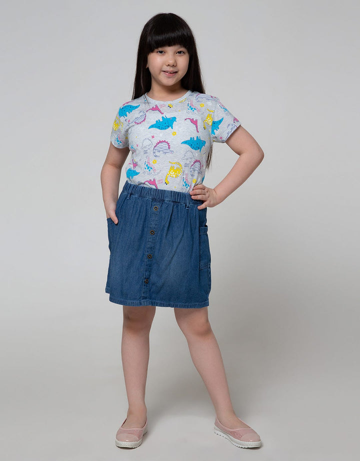 Aero Midi Skort Basic Denim Button 
