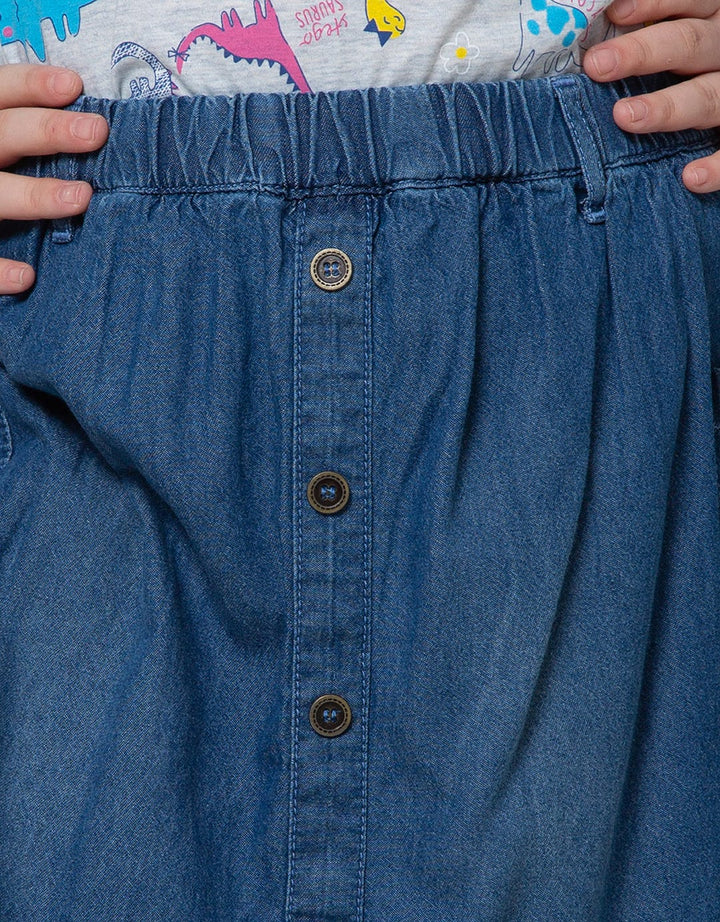 Aero Midi Skort Basic Denim Button 