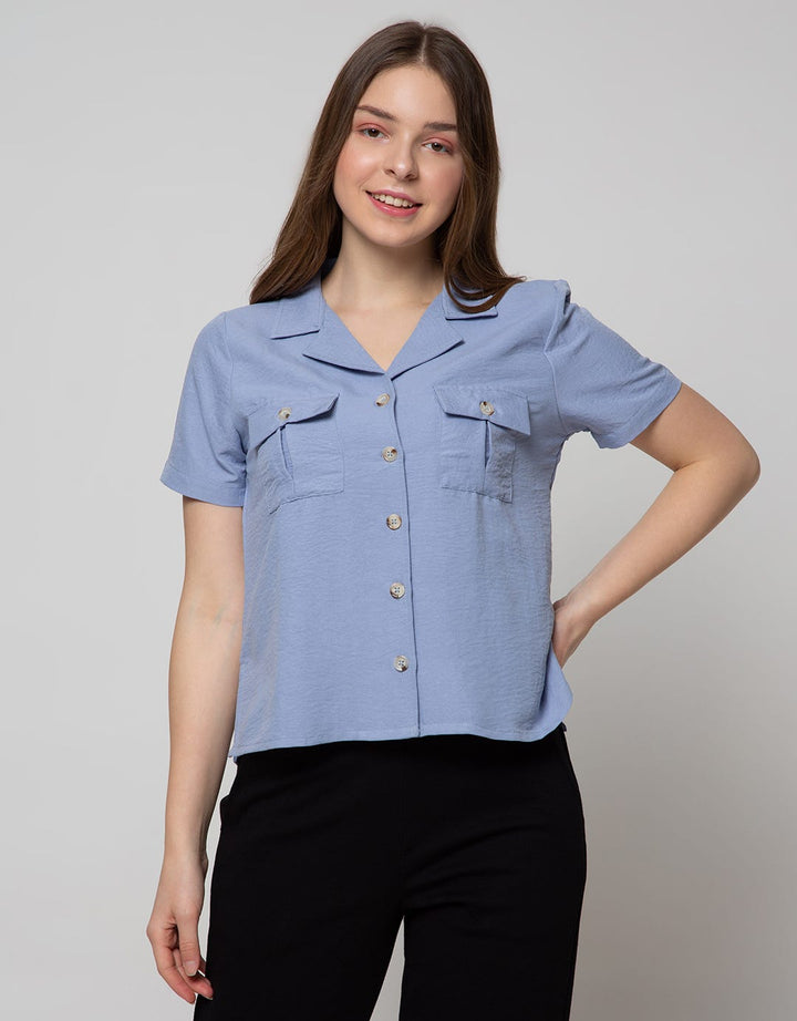 Connexion 3/4 Blouse Sleeve Square Neck Horn Button