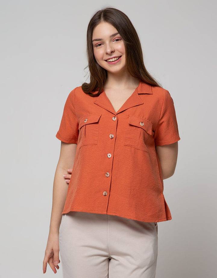 Connexion 3/4 Blouse Sleeve Square Neck Horn Button