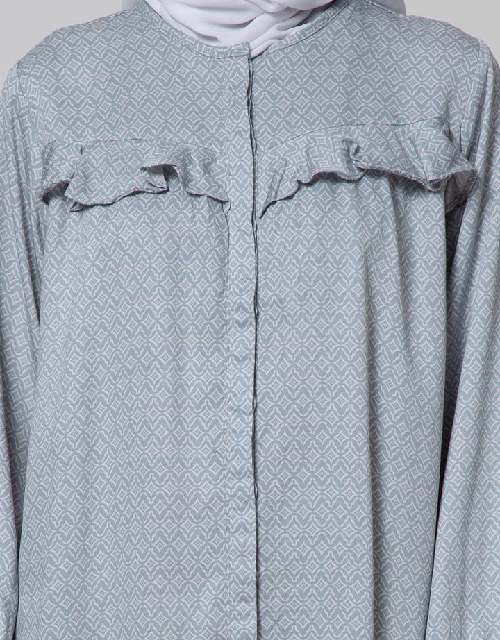 Annisa Long Sleeve Blouse Ruffle Round Neck Shirt