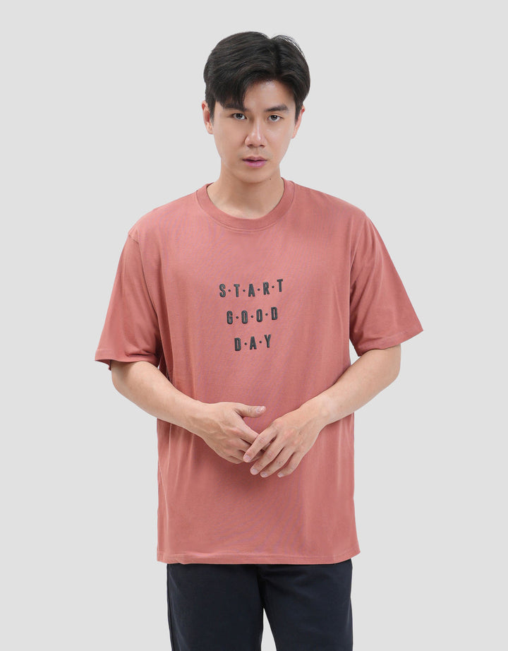Nevada Printed Start Good Day - Backprint Kaos Pria