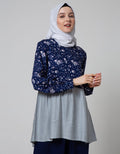 Annisa Long Sleeve Blouse Contrast Gather Bottom Panel