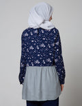 Annisa Long Sleeve Blouse Contrast Gather Bottom Panel