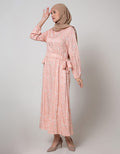 Annisa Long Sleeve Maxi Dress Print With Bow On Side Waist