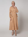 Annisa Long Sleeve Maxi Dress With Bow On Side
