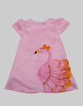 Kidz Too Short Sleeve Midi Dress Bordir Flamingo Geber