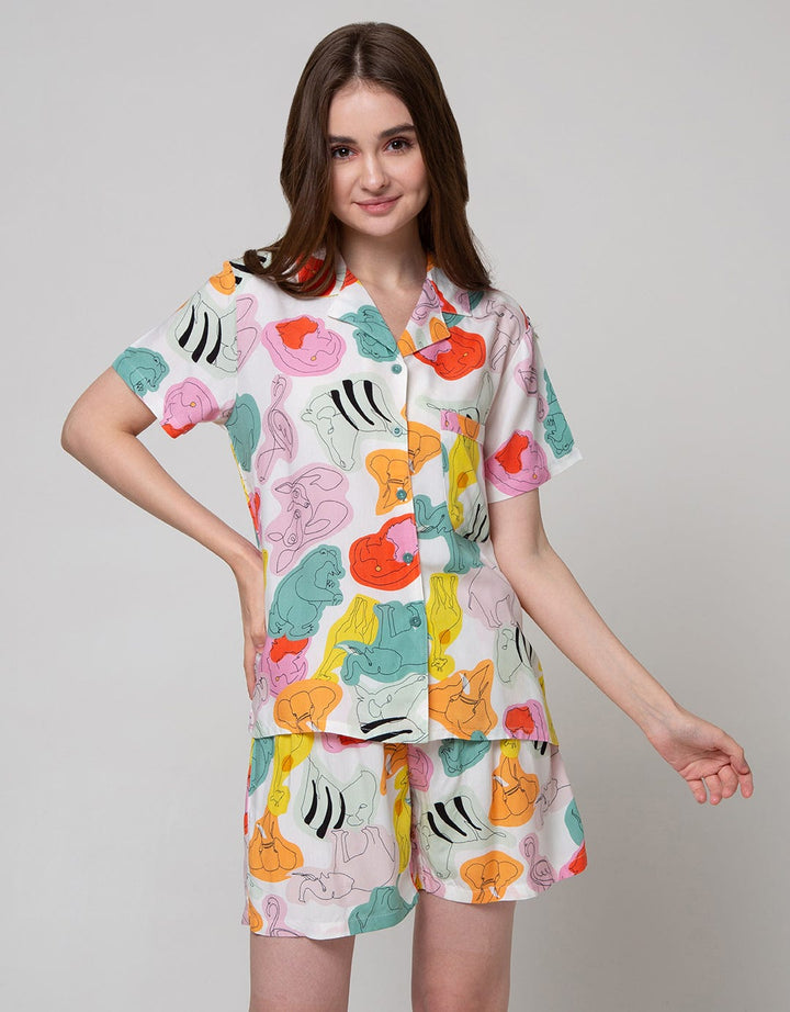 Nevada Short Sleeve Pyjama Shorts Animal