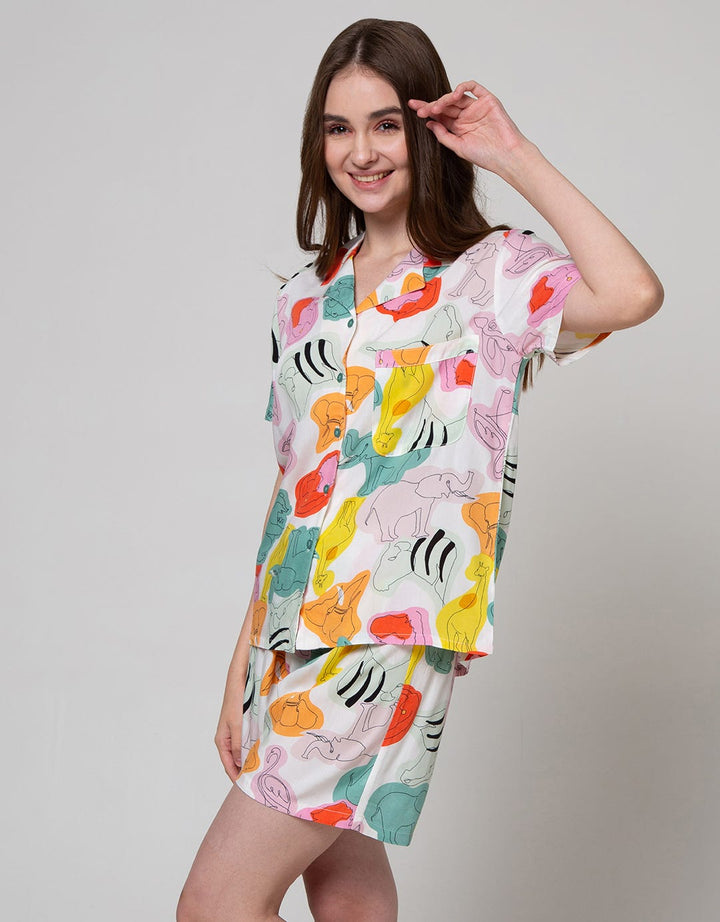 Nevada Short Sleeve Pyjama Shorts Animal