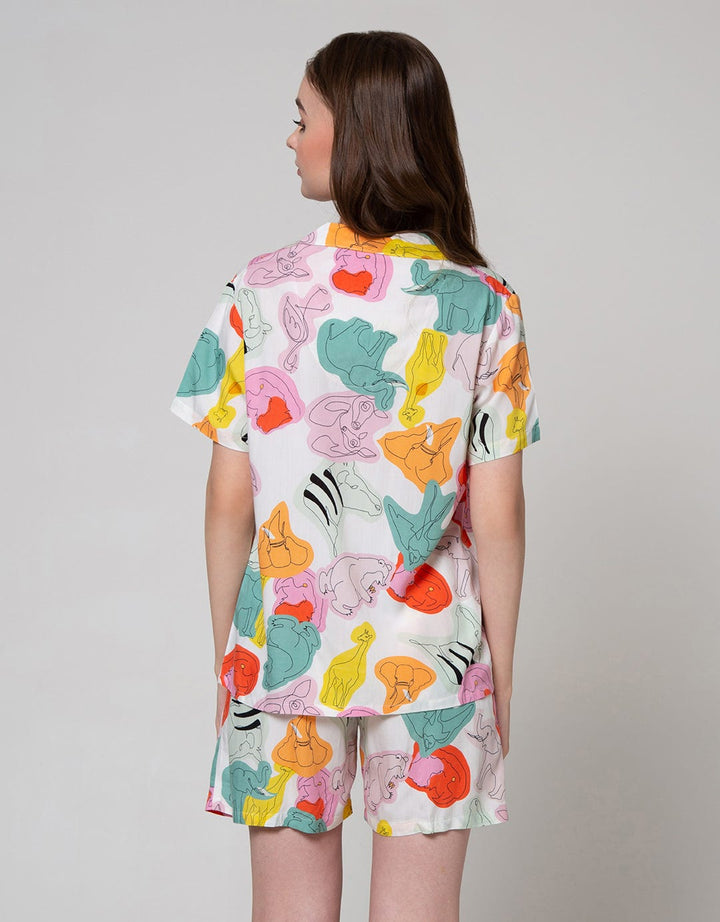 Nevada Short Sleeve Pyjama Shorts Animal