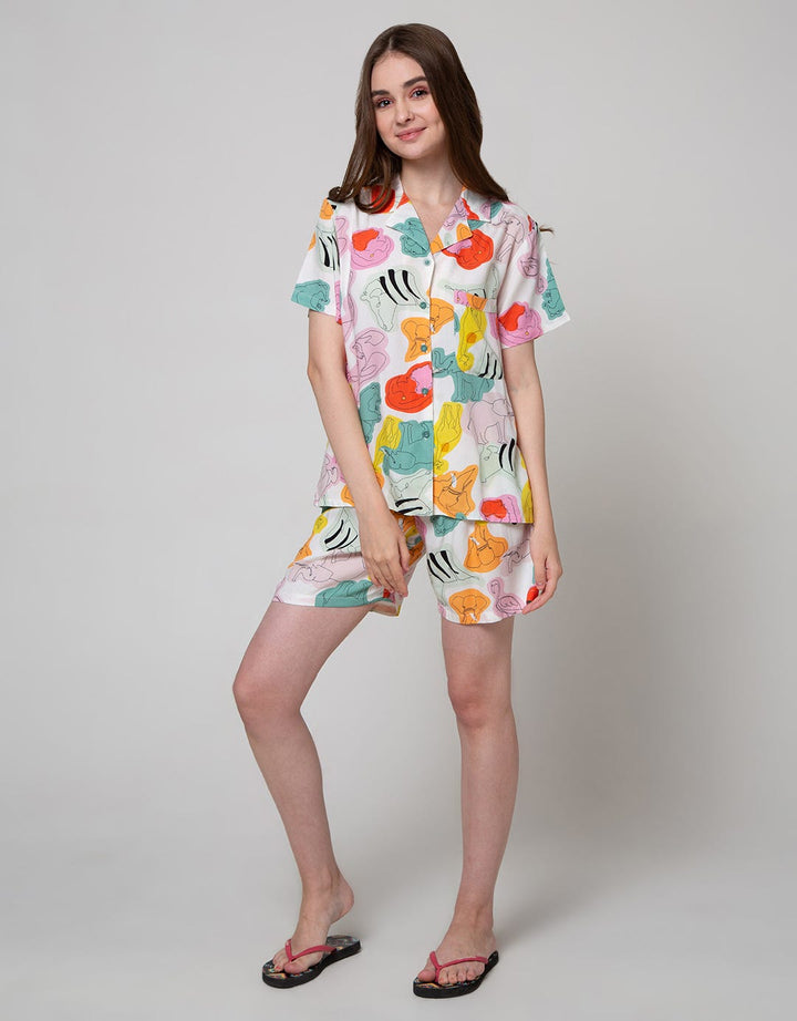 Nevada Short Sleeve Pyjama Shorts Animal