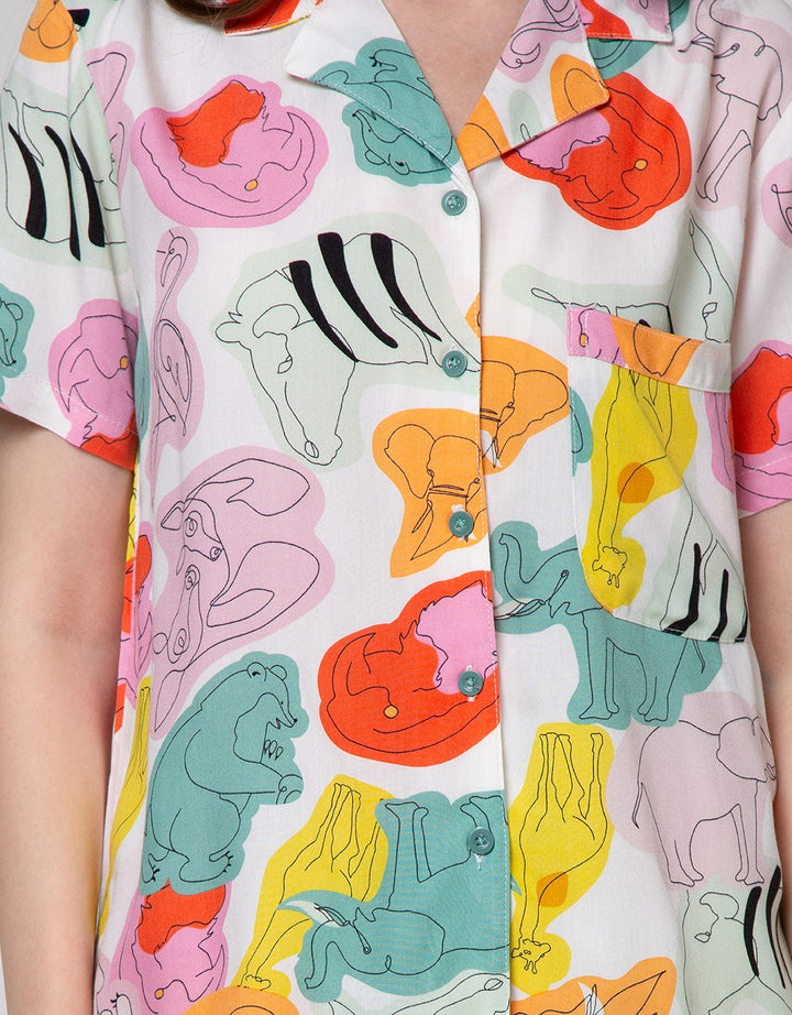 Nevada Short Sleeve Pyjama Shorts Animal