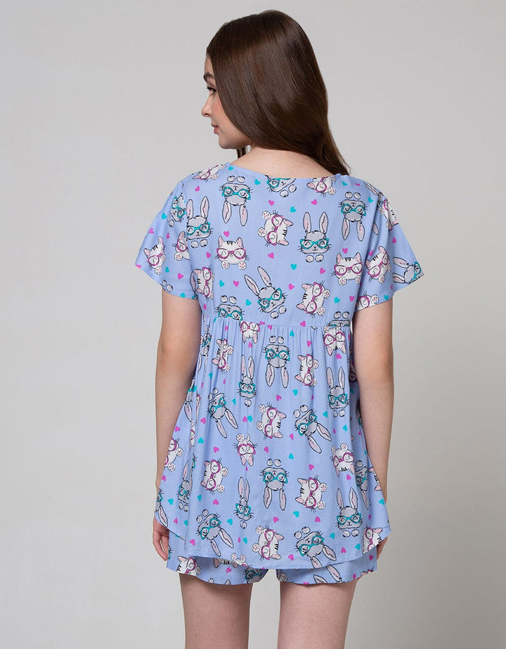 Nevada Short Sleeve Pyjama Shorts Rabbit Sunglass
