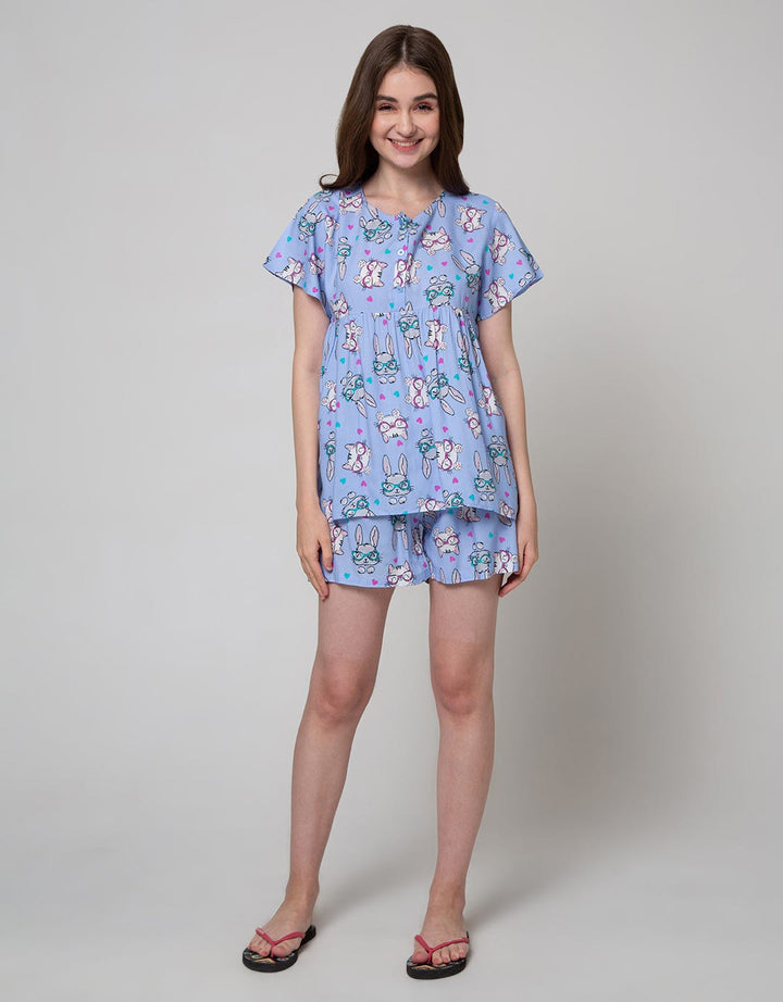 Nevada Short Sleeve Pyjama Shorts Rabbit Sunglass