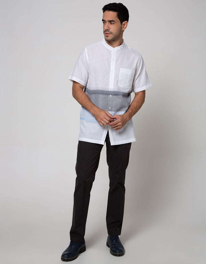 Cole Short Sleeve Koko Stripe Bottom Linen Look