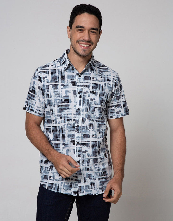 Walrus  Kemeja Studio Print Motif Abstrak
