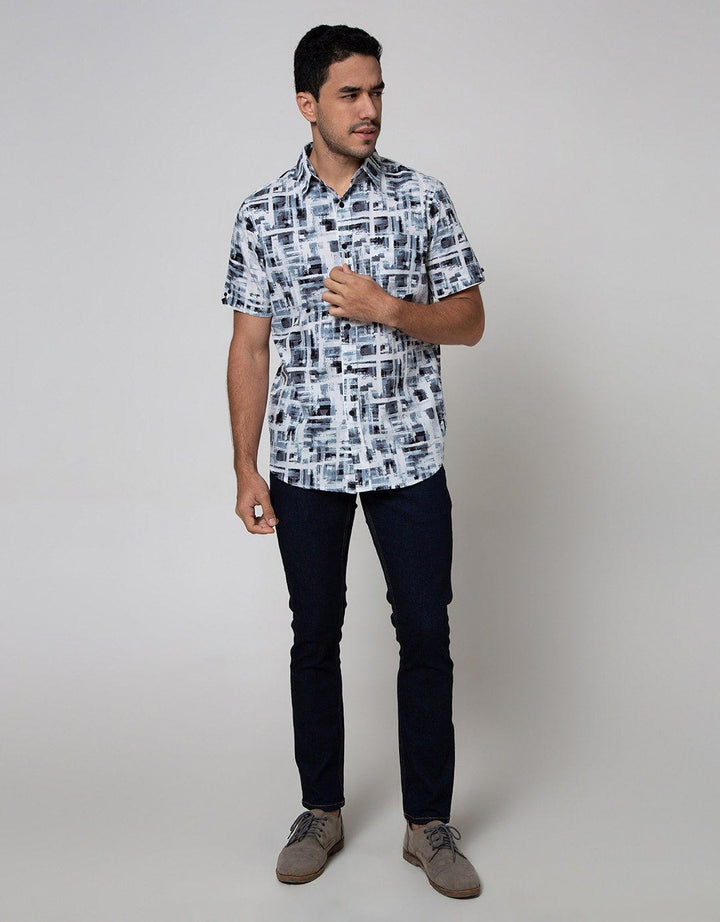 Walrus  Kemeja Studio Print Motif Abstrak