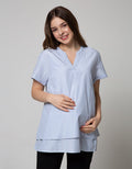 St. Yves Mom Short Sleeve Blouse Nursing Stripes 