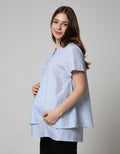 St. Yves Mom Short Sleeve Blouse Nursing Stripes 