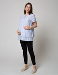 St. Yves Mom Short Sleeve Blouse Nursing Stripes 