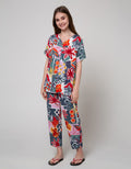 St. Yves Short Sleeve Pyjama Pants Multi Colour Leaf
