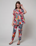 St. Yves Short Sleeve Pyjama Pants Multi Colour Leaf