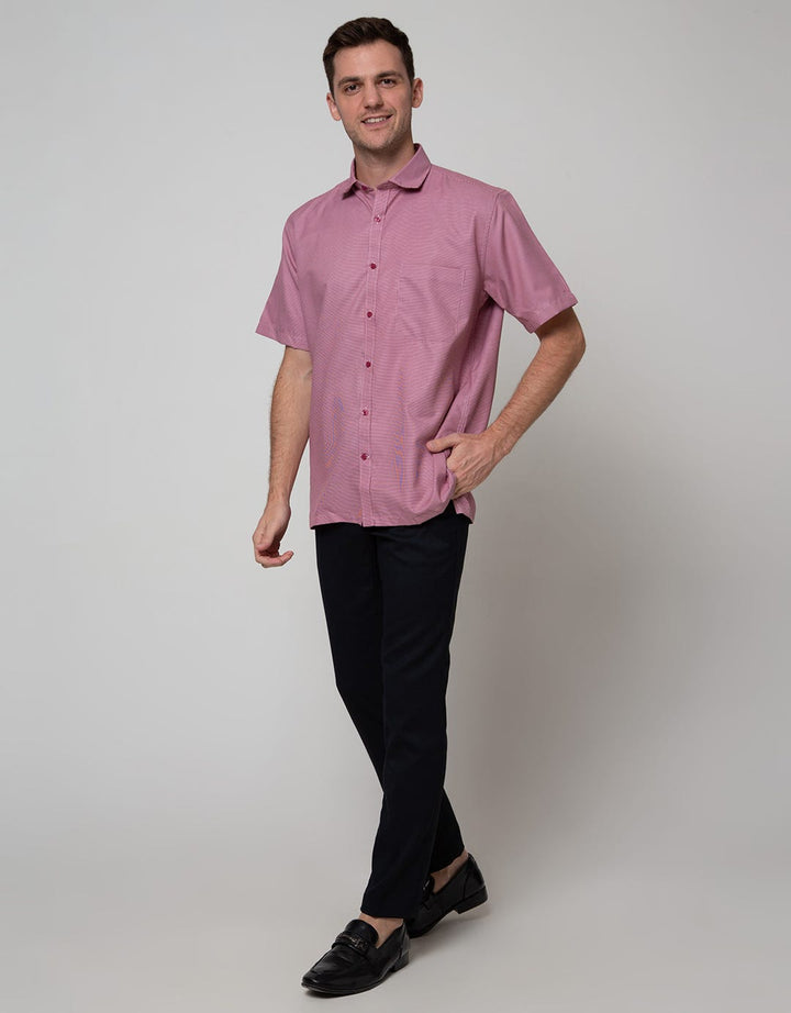 Stanley Adams Short Sleeve Shirt Texture Regular Casual