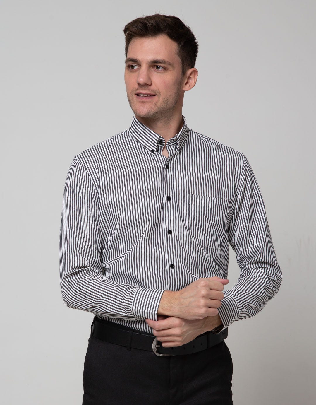 Stanley Adams Long Sleeve Shirt Stripe Slim Elegant