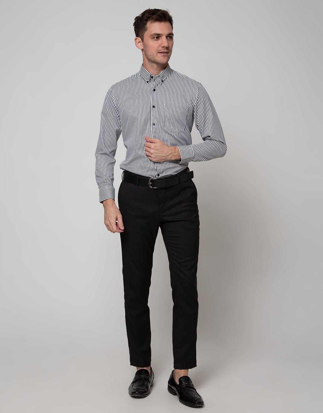 Stanley Adams Long Sleeve Shirt Stripe Slim Elegant