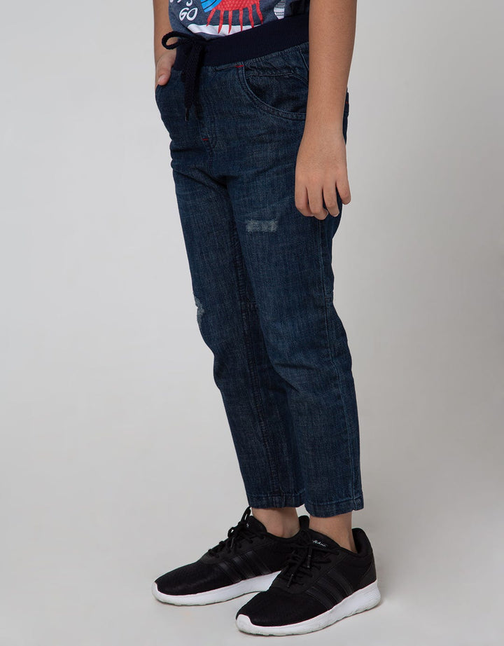 Little M Denim Long Pants Rib Destroyed