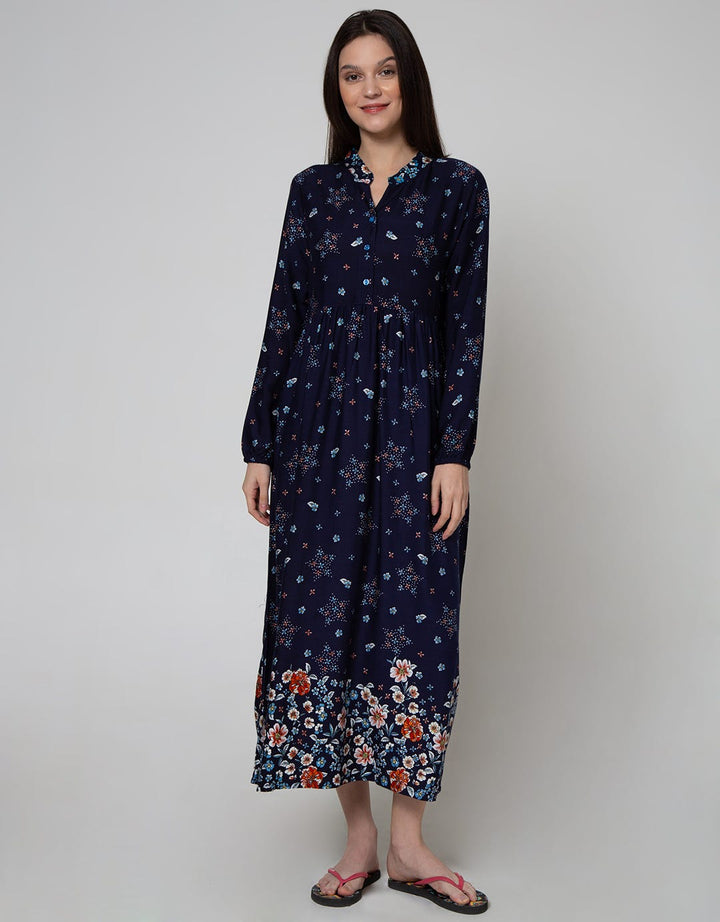 St. Yves Long Sleeve Maxi Dress Multi Colour Lavatera