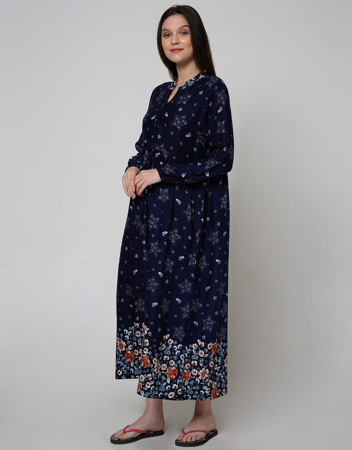 St. Yves Long Sleeve Maxi Dress Multi Colour Lavatera