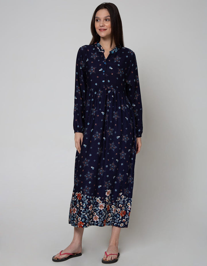 St. Yves Long Sleeve Maxi Dress Multi Colour Lavatera