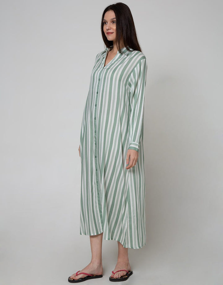 St. Yves Long Sleeve Maxi Dress Stripe Tone