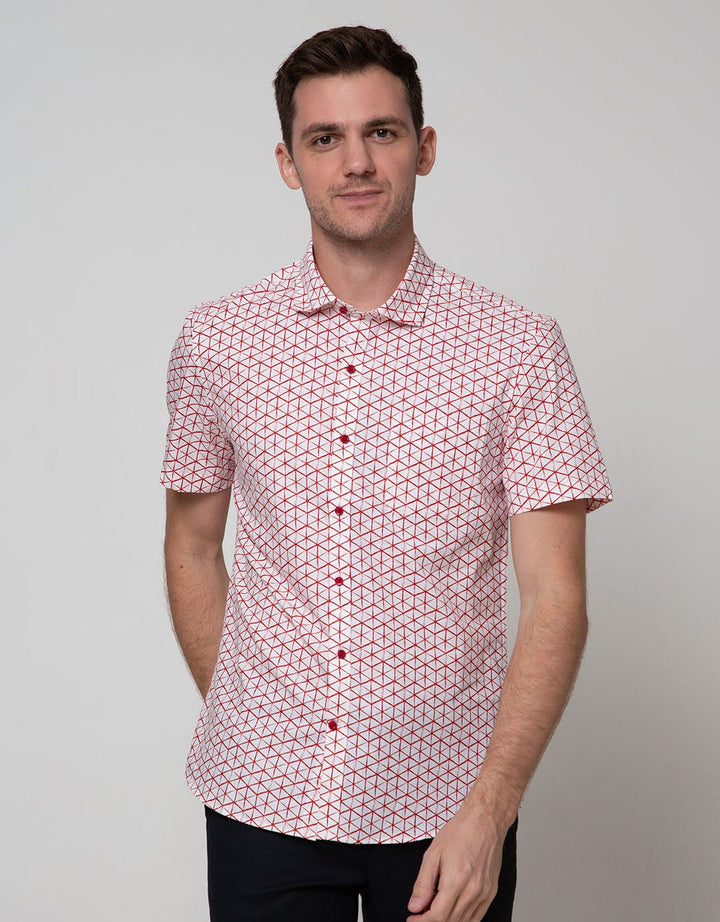 Stanley Adams Short Sleeve Shirt Print Stripes Slim