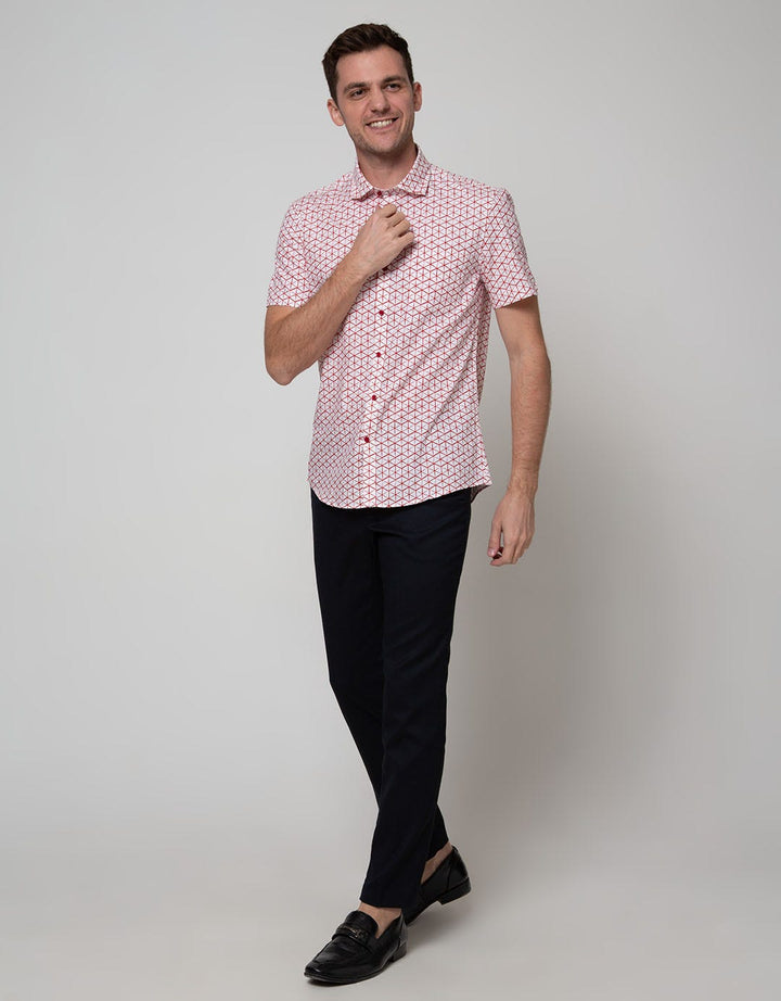 Stanley Adams Short Sleeve Shirt Print Stripes Slim